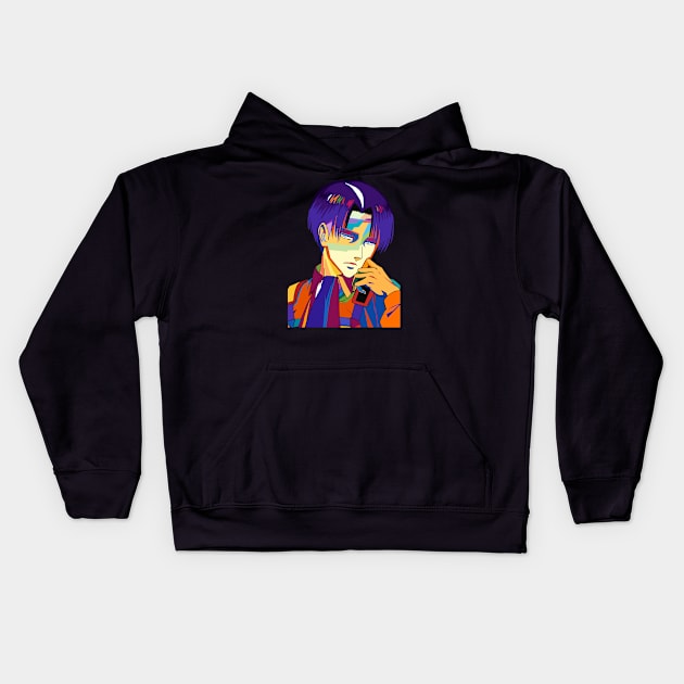 Levi Ackerman wpap pop art Kids Hoodie by CANDD ART